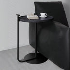 Minimalist Round Steel Base Coffee Table for Living Room