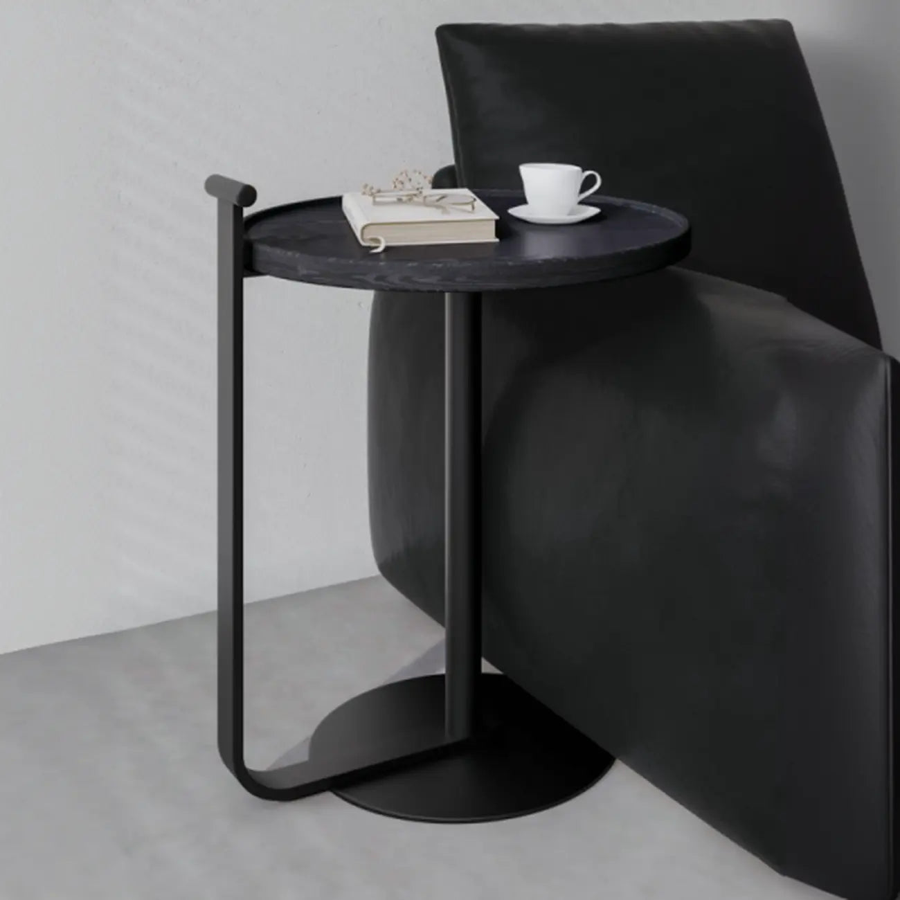 Minimalist Round Steel Base Coffee Table for Living Room