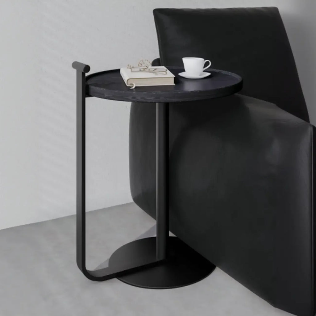 Minimalist Round Steel Base Coffee Table for Living Room