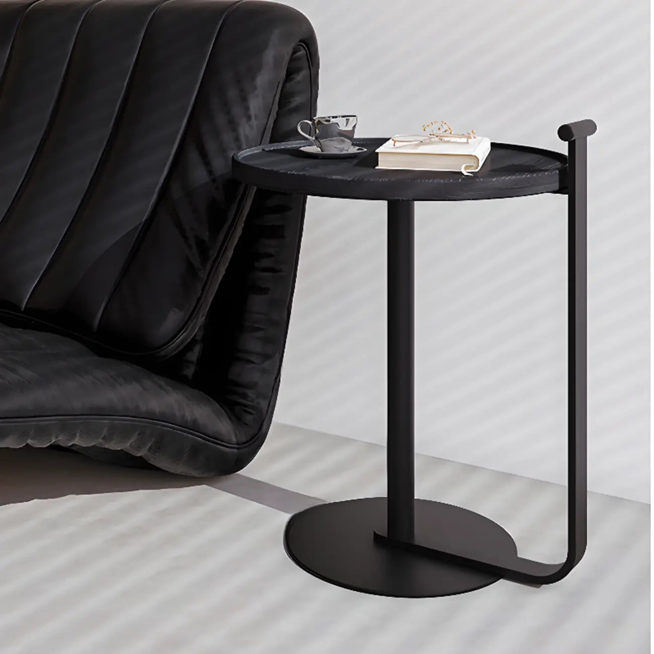 Minimalist Round Steel Base Coffee Table for Living Room