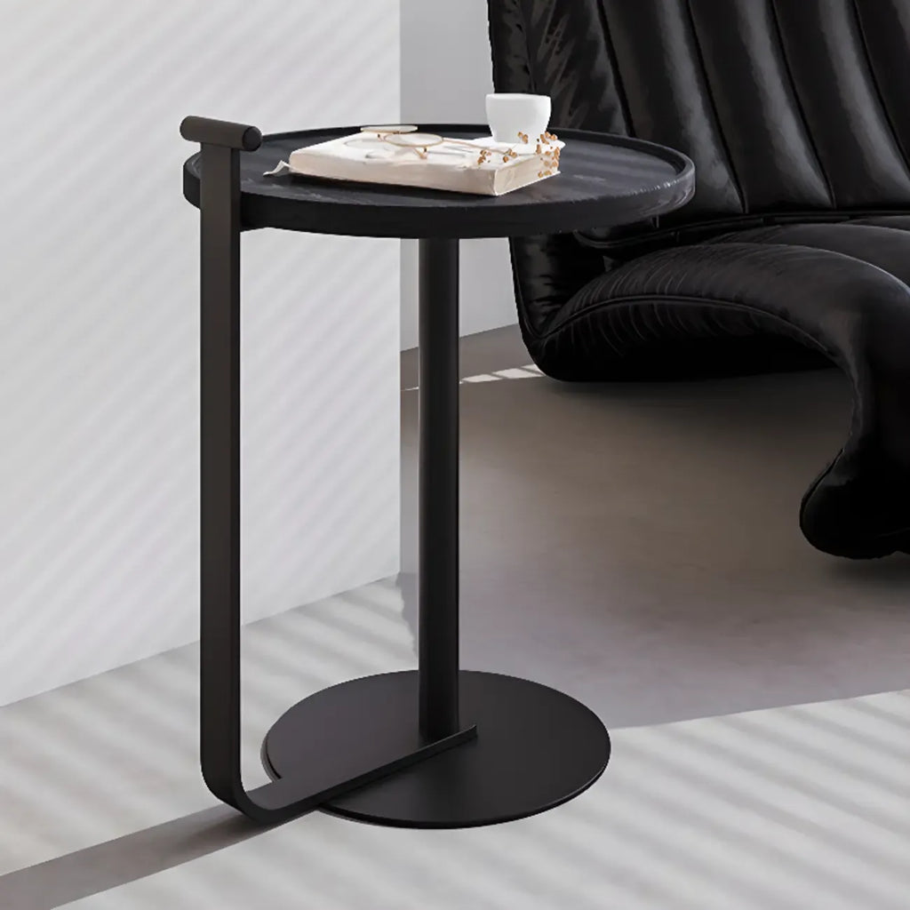 Minimalist Round Steel Base Coffee Table for Living Room