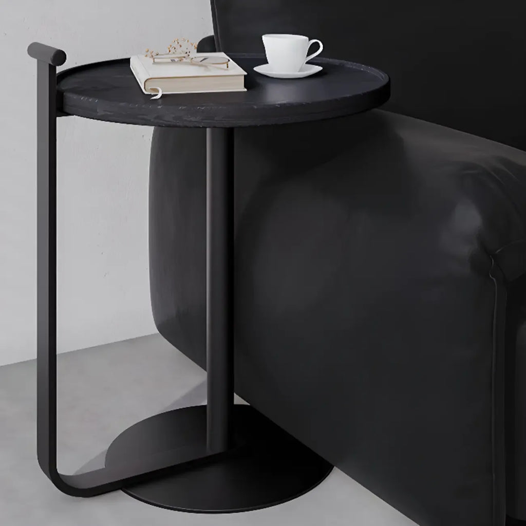 Minimalist Round Steel Base Coffee Table for Living Room