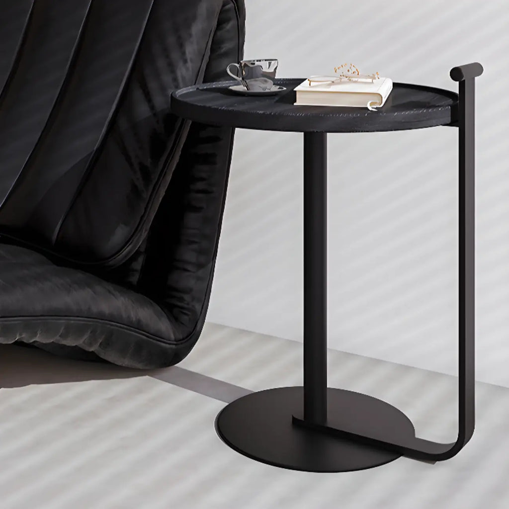 Minimalist Round Steel Base Coffee Table for Living Room