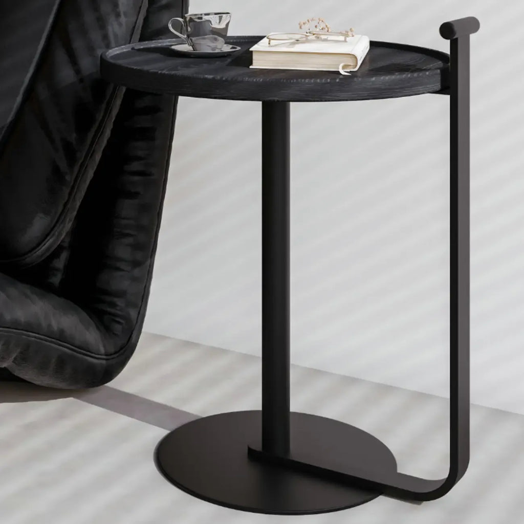 Minimalist Round Steel Base Coffee Table for Living Room