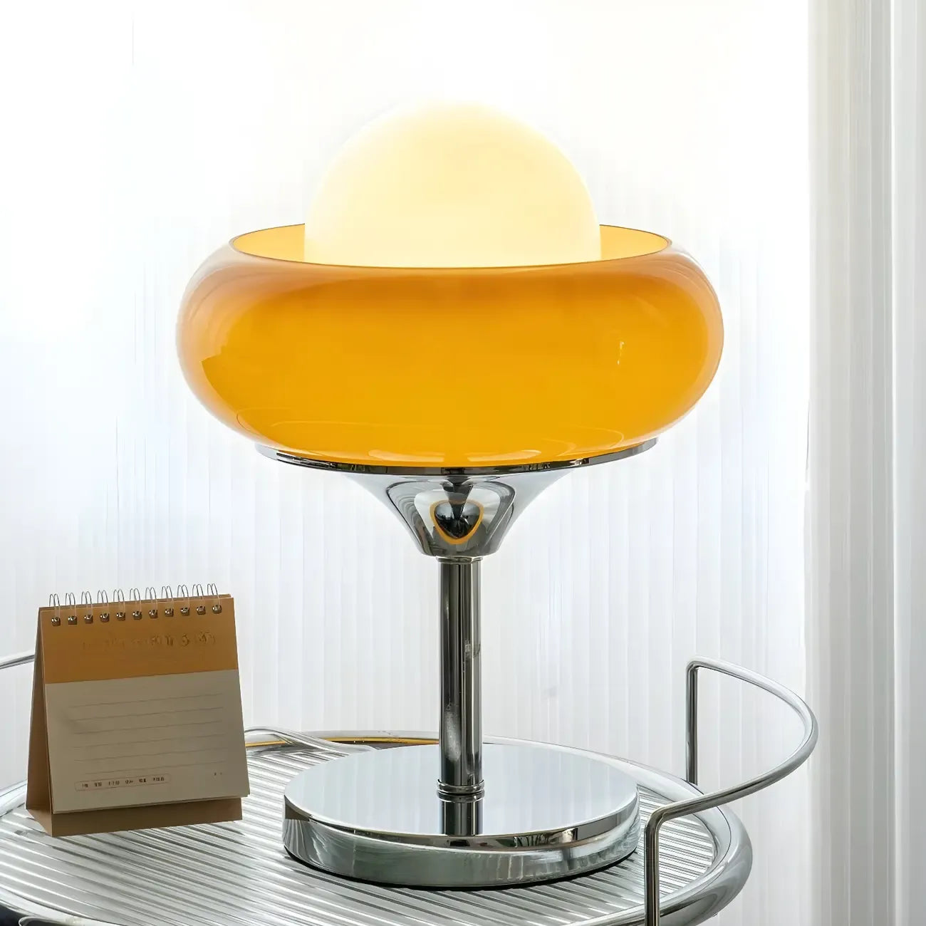 Simple Orange Globe Glass Table Lamp for Residential