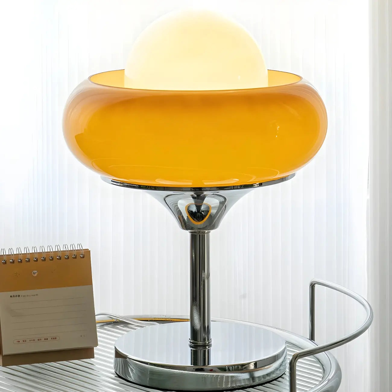 Simple Orange Globe Glass Table Lamp for Residential