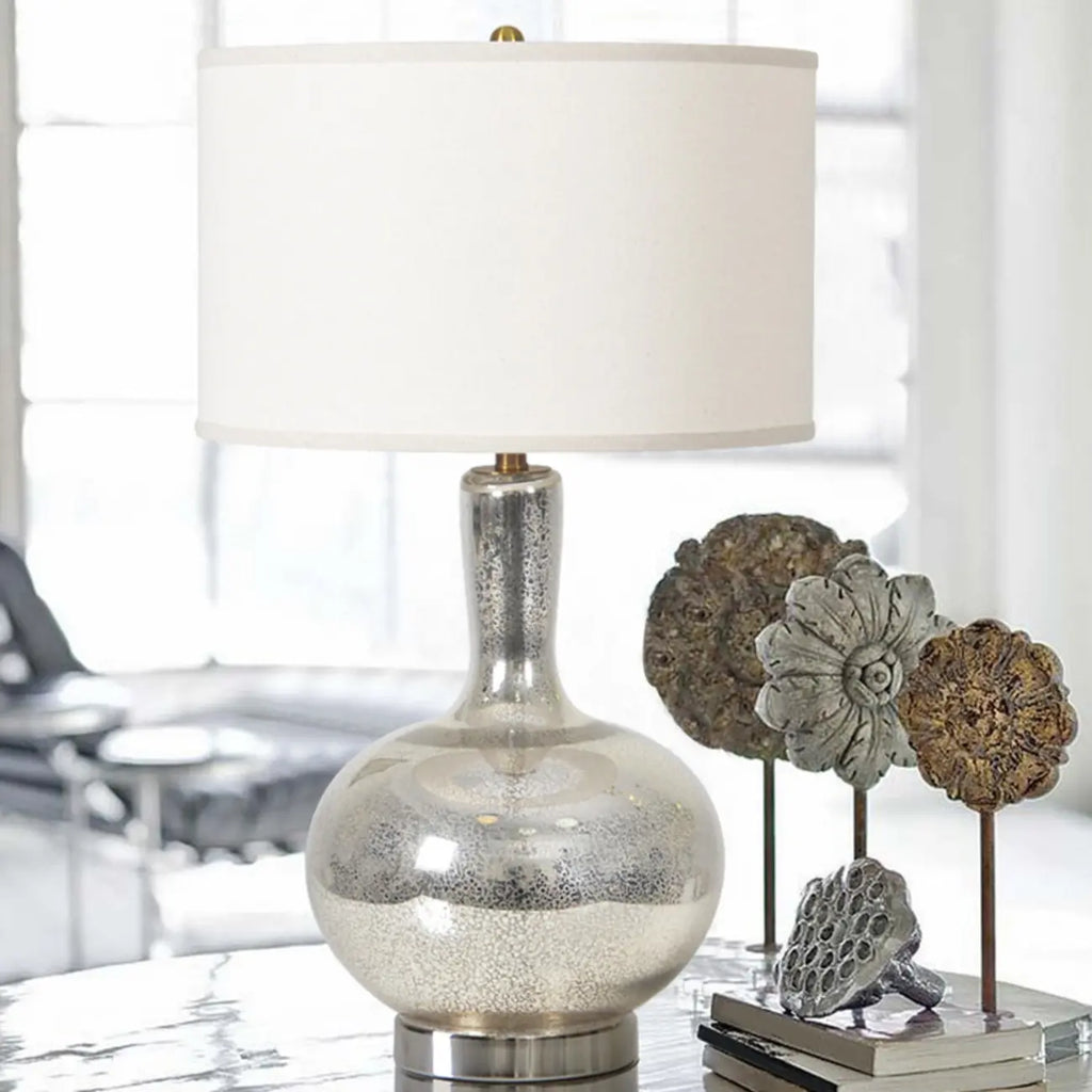 Contemporary Geometric Metal Table Lamp for Living Room