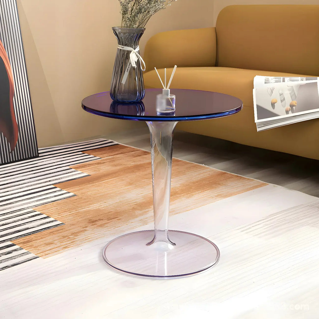 Minimalist Round White Acrylic Side Table for Living Room