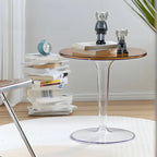 Minimalist Round White Acrylic Side Table for Living Room