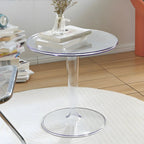 Minimalist Round White Acrylic Side Table for Living Room
