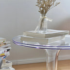 Minimalist Round White Acrylic Side Table for Living Room