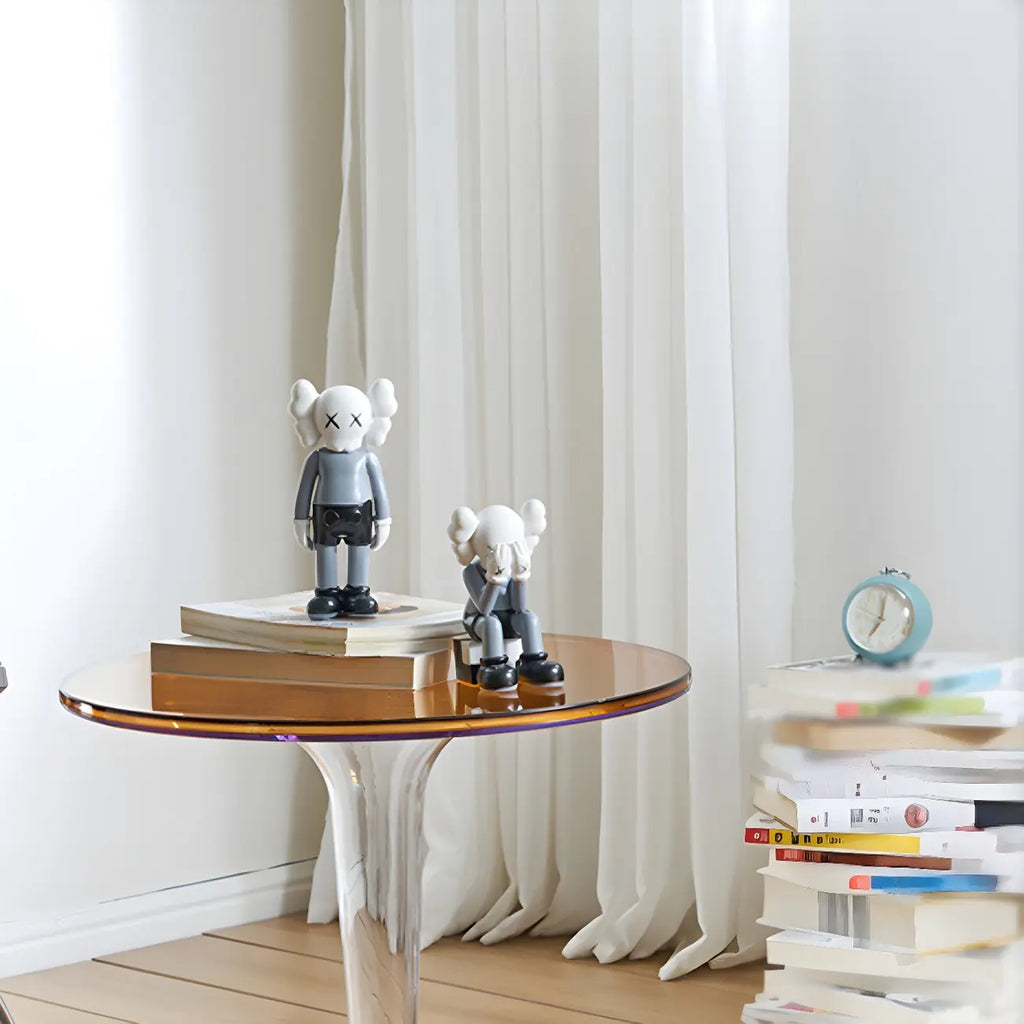 Minimalist Round White Acrylic Side Table for Living Room