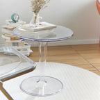 Minimalist Round White Acrylic Side Table for Living Room