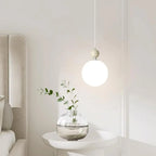 Elegant Milky Glass Globe LED Pendant Light with Bead Detail