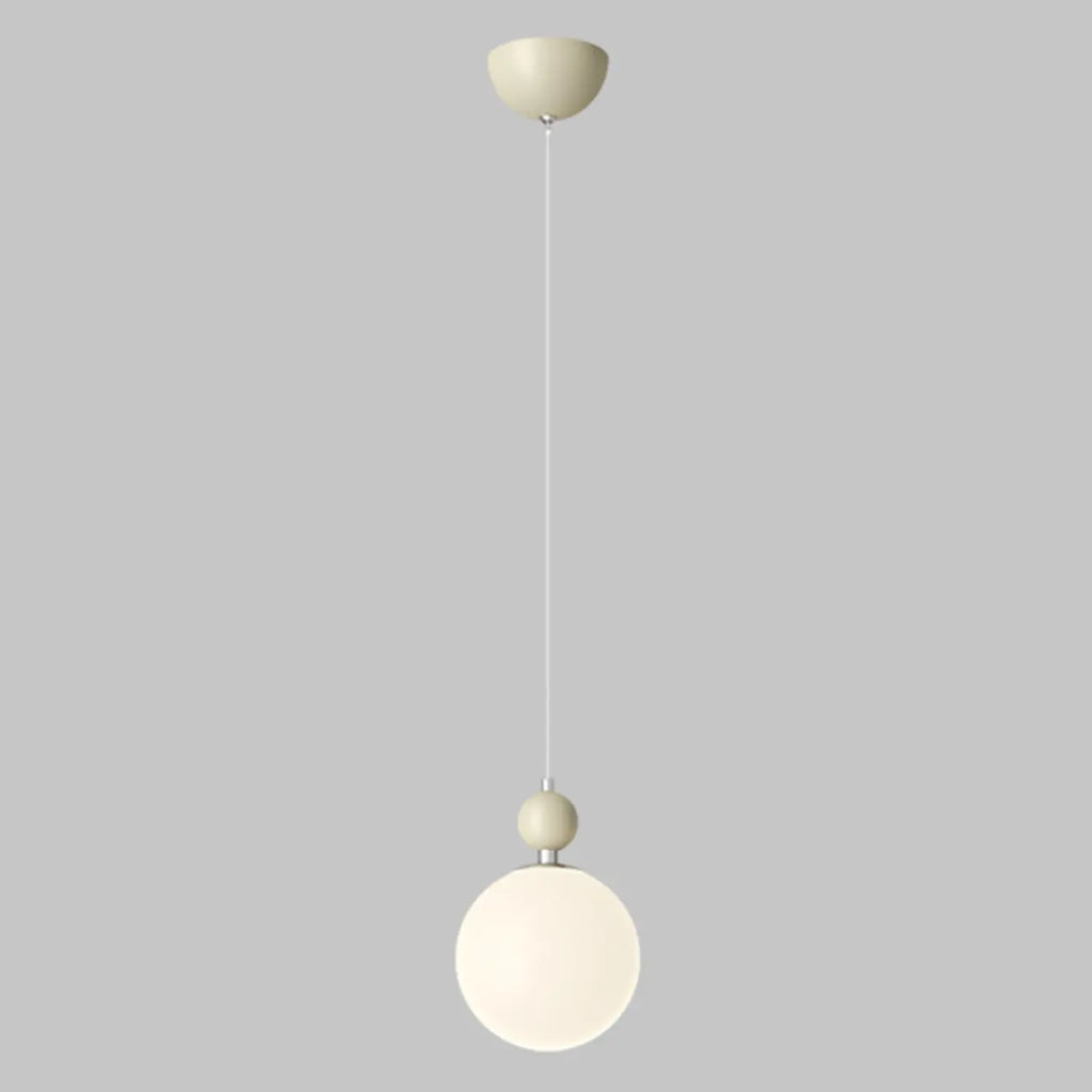 Elegant Milky Glass Globe LED Pendant Light with Bead Detail