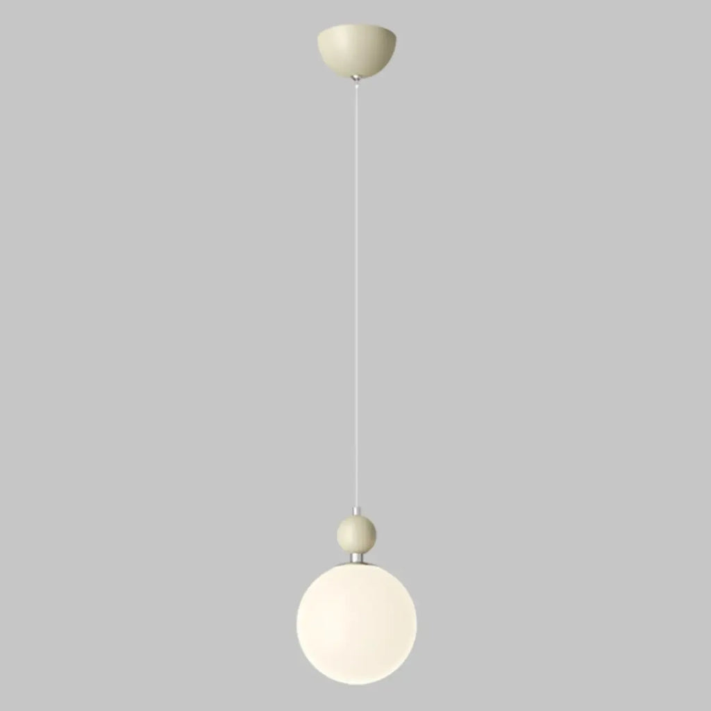 Elegant Milky Glass Globe LED Pendant Light with Bead Detail