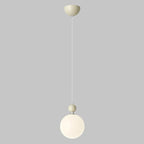 Elegant Milky Glass Globe LED Pendant Light with Bead Detail