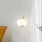 Elegant Milky Glass Globe LED Pendant Light with Bead Detail