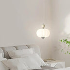 Elegant Milky Glass Globe LED Pendant Light with Bead Detail