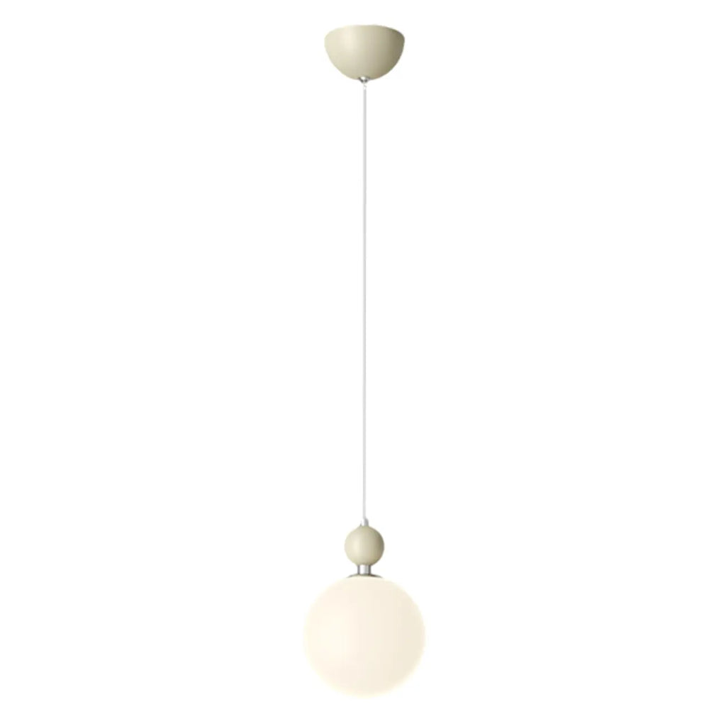 Elegant Milky Glass Globe LED Pendant Light with Bead Detail