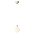 Elegant Milky Glass Globe LED Pendant Light with Bead Detail