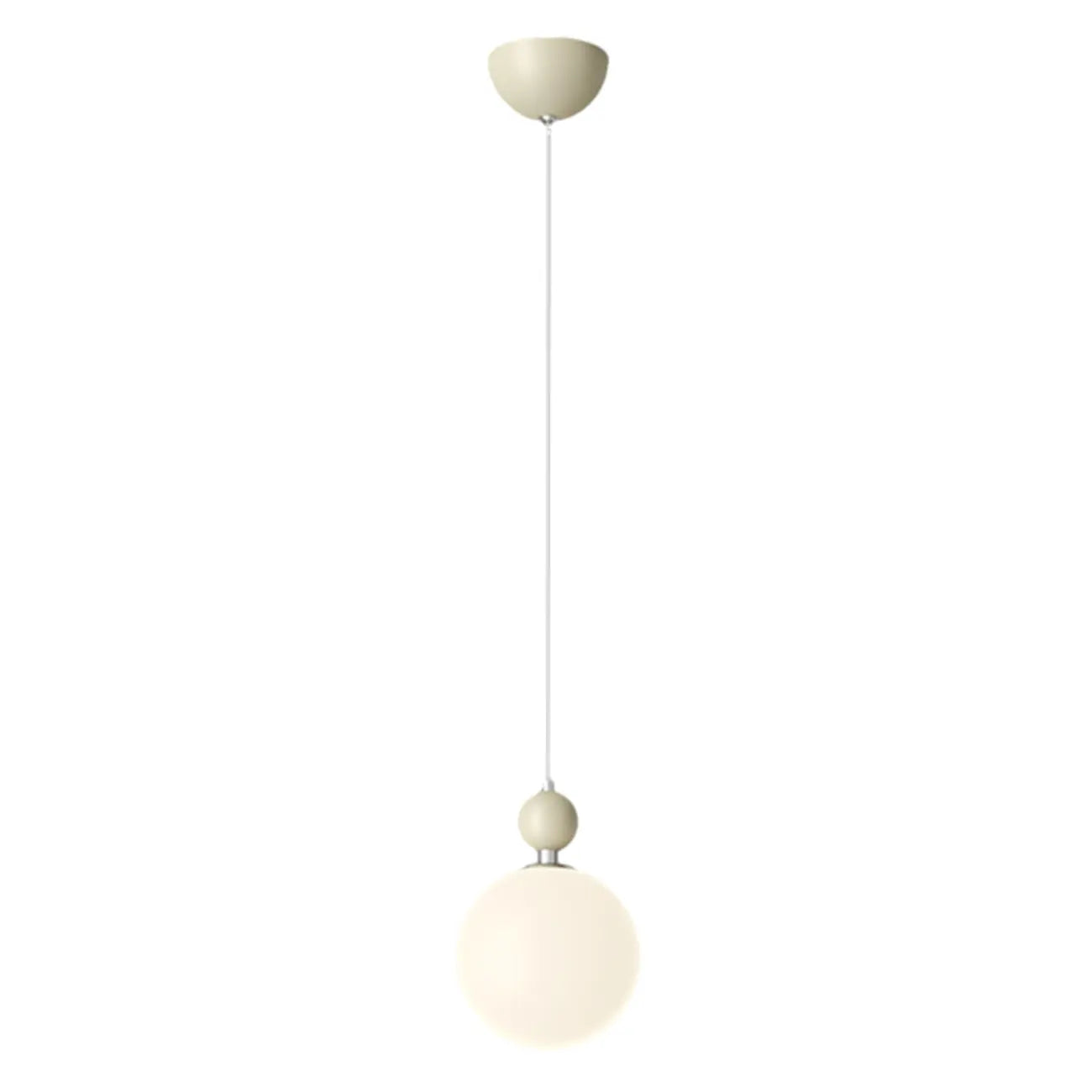 Elegant Milky Glass Globe LED Pendant Light with Bead Detail