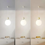 Elegant Milky Glass Globe LED Pendant Light with Bead Detail