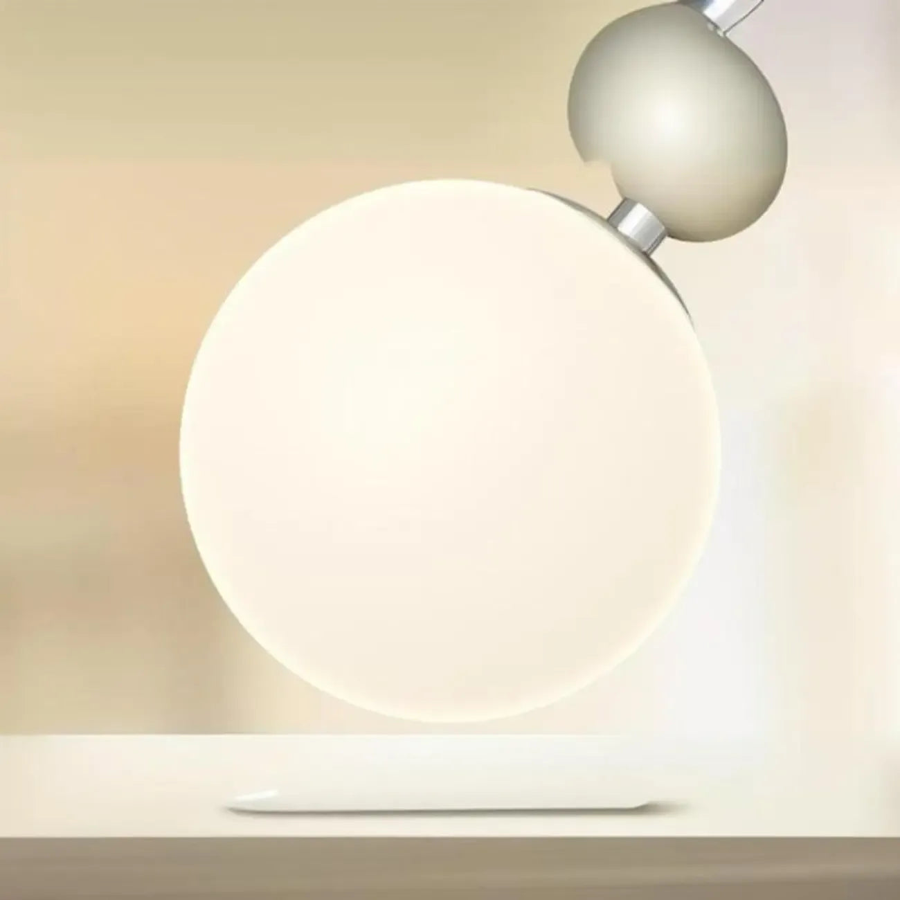 Elegant Milky Glass Globe LED Pendant Light with Bead Detail