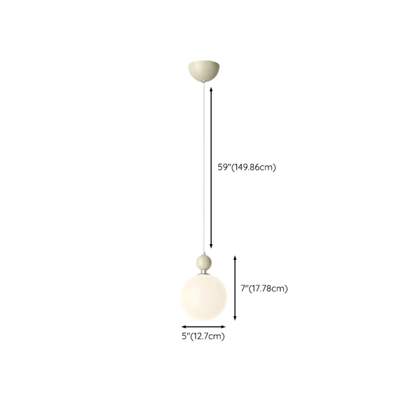 Elegant Milky Glass Globe LED Pendant Light with Bead Detail