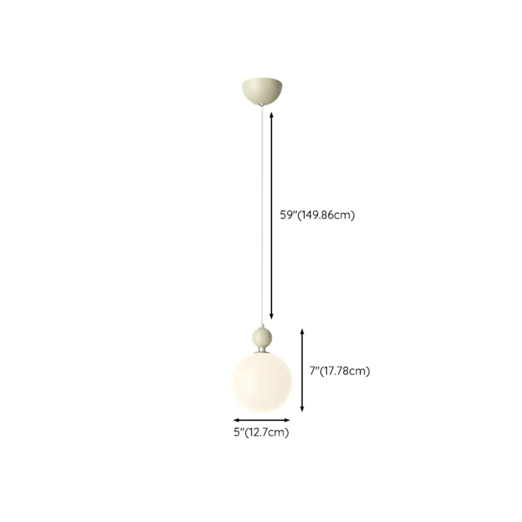 Elegant Milky Glass Globe LED Pendant Light with Bead Detail