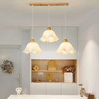 3 Light Milky Glass Floral LED Pendant Light for Dining Room