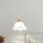 3 Light Milky Glass Floral LED Pendant Light for Dining Room