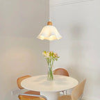 3 Light Milky Glass Floral LED Pendant Light for Dining Room