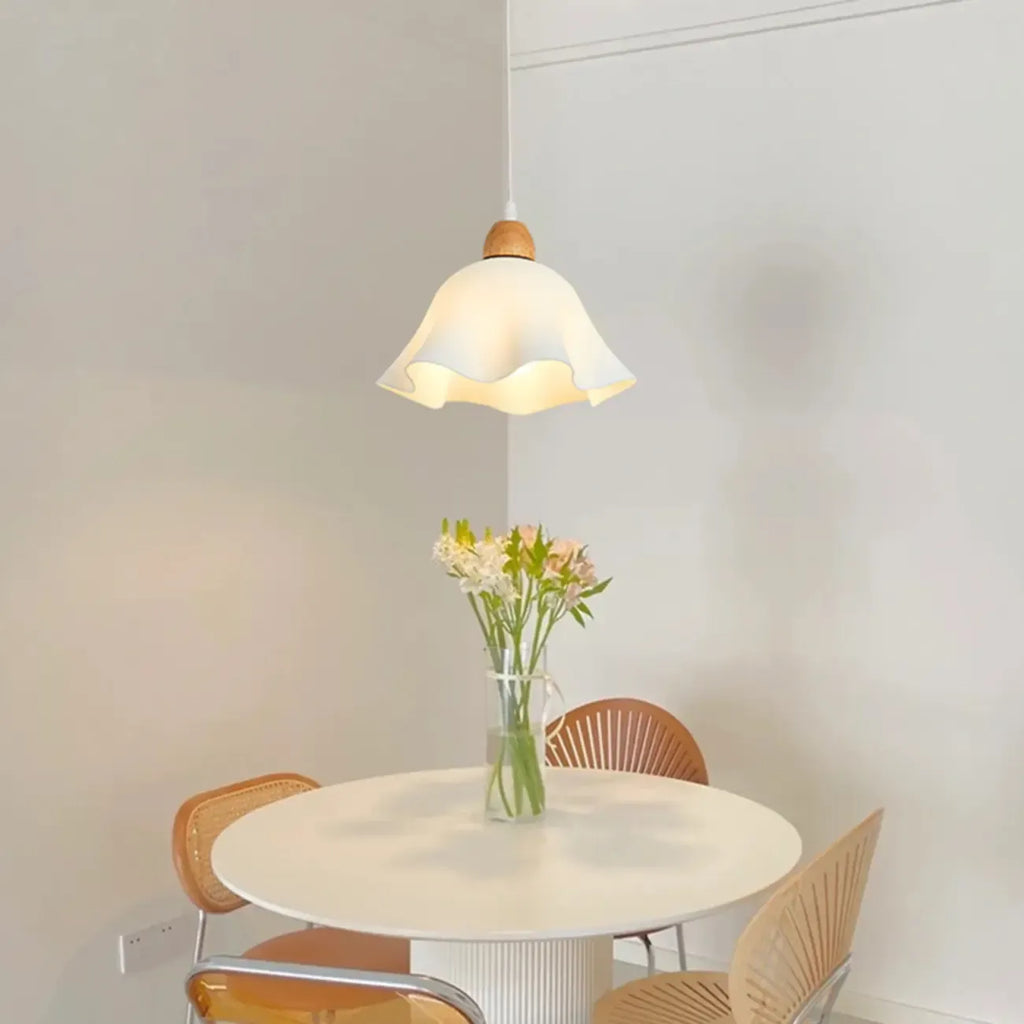 3 Light Milky Glass Floral LED Pendant Light for Dining Room