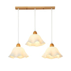 3 Light Milky Glass Floral LED Pendant Light for Dining Room