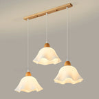 3 Light Milky Glass Floral LED Pendant Light for Dining Room