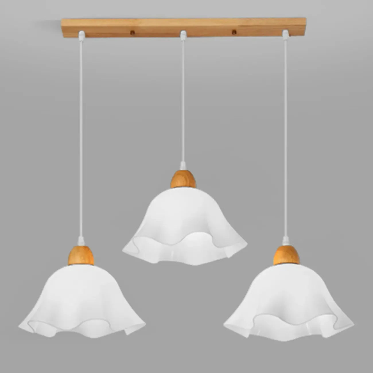 3 Light Milky Glass Floral LED Pendant Light for Dining Room