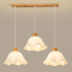 3 Light Milky Glass Floral LED Pendant Light for Dining Room