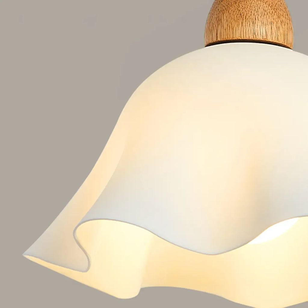 3 Light Milky Glass Floral LED Pendant Light for Dining Room