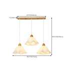 3 Light Milky Glass Floral LED Pendant Light for Dining Room