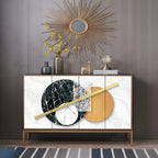 Contemporary White Wooden Sideboard with Gold Accents