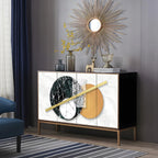 Contemporary White Wooden Sideboard with Gold Accents