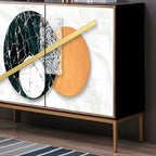 Contemporary White Wooden Sideboard with Gold Accents