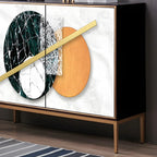 Contemporary White Wooden Sideboard with Gold Accents