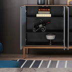 Contemporary White Wooden Sideboard with Gold Accents