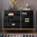 Contemporary White Wooden Sideboard with Gold Accents