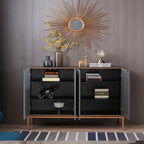 Contemporary White Wooden Sideboard with Gold Accents