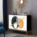 Contemporary White Wooden Sideboard with Gold Accents