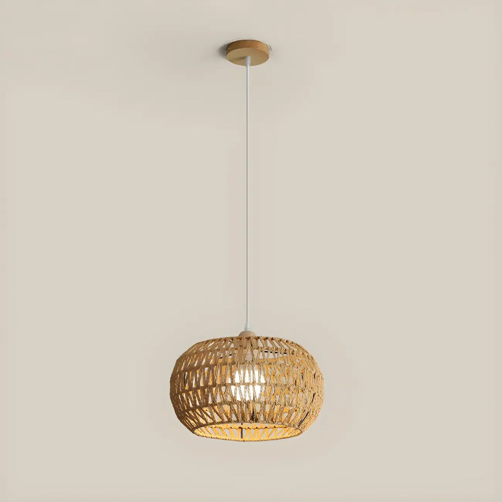 Natural Brown Rattan Pendant Lantern for Modern Dining Decor