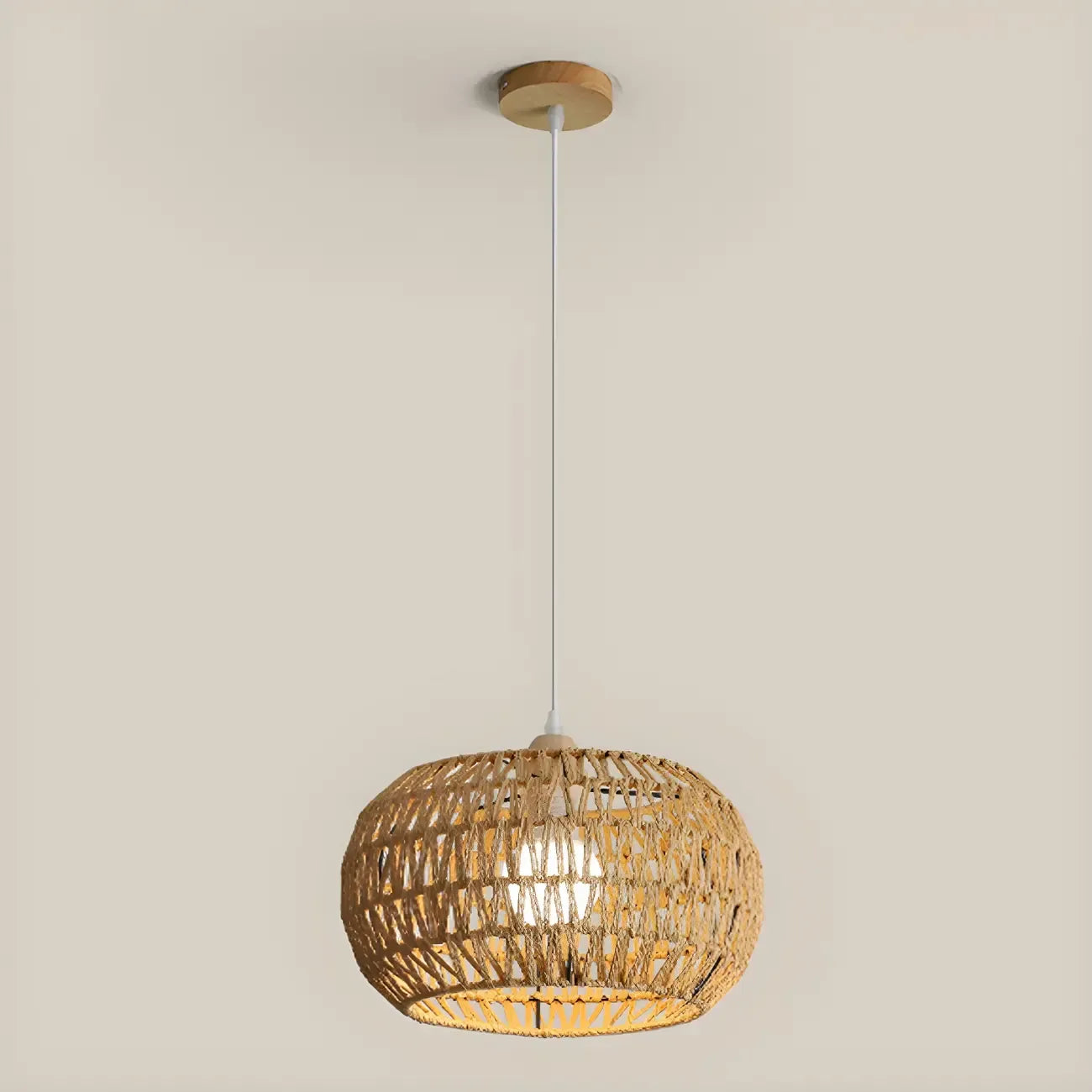 Natural Brown Rattan Pendant Lantern for Modern Dining Decor